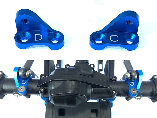 Aluminum Housing Pivot C/D Set (Blue) (for Tamiya CC-02)