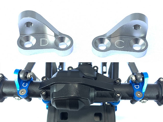 Aluminum Housing Pivot C/D Set (Silver) (for Tamiya CC-02)