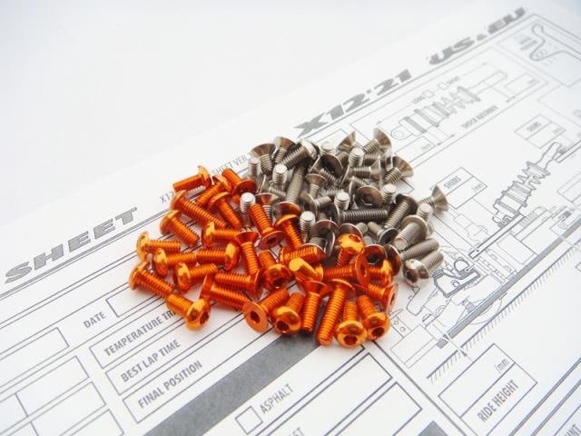 X Ray X12 2021 EU/US Titanium & Aluminum Hex Socket Screw Set (Orange) X RAY X1 2021EU/US Titanium &