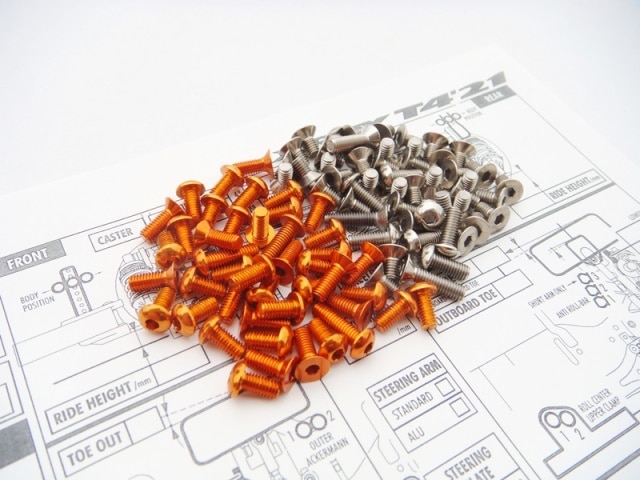 X Ray T4 2021 Titanium & Aluminum Hex Socket Screw Set (Orange) X RAY T4 2021 Titanium &