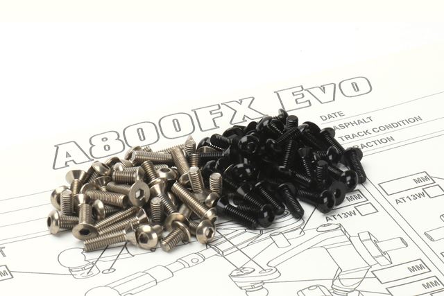 AWESOMATIX A800FX EVO用チタン&ブラックアルミヘックススクリューセット　AWESOMATIX A800FX EVO Titanium & Aluminum Hex Screw Set(Black)