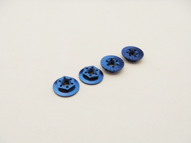 M4アロイ 大径薄型セレートナット (Y-Blue) 4pcs M4 Alloy Serrated Wheel Nut-11mm (Thin type) [Y-Blue] (4pcs)