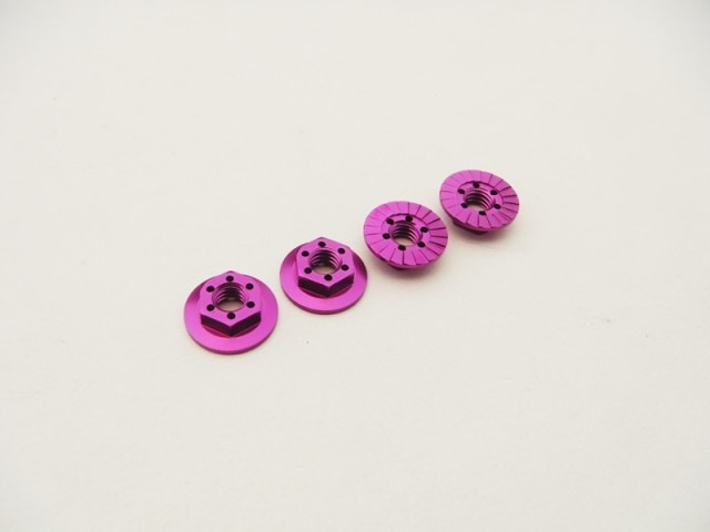 M4アロイ 大径薄型セレートナット (Purple) 4pcs M4 Alloy Serrated Wheel Nut-11mm (Thin type) [Purple] (4pcs)