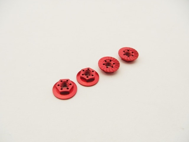 M4アロイ 大径薄型セレートナット (Red) 4pcs M4 Alloy Serrated Wheel Nut-11mm (Thin type) [Red] (4pcs)