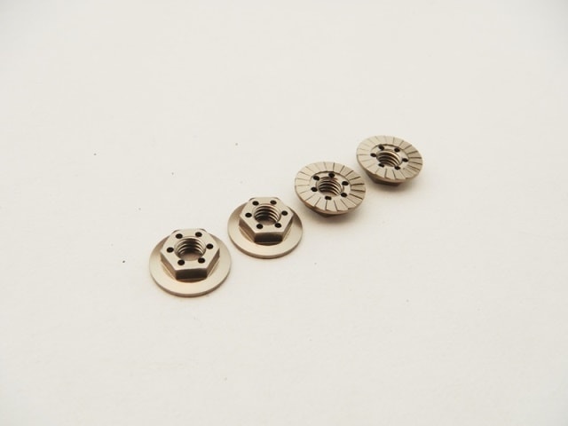 M4アロイ 大径薄型セレートナット (Titan Color) 4pcs M4 Alloy Serrated Wheel Nut-11mm (Thin type) [Titan color] (4pcs)