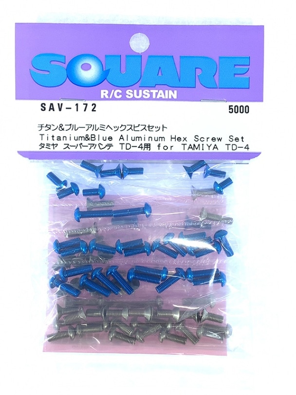 Titanium and Blue Aluminum Hex Socket Screw Set for Tamiya TD4 Super Avante