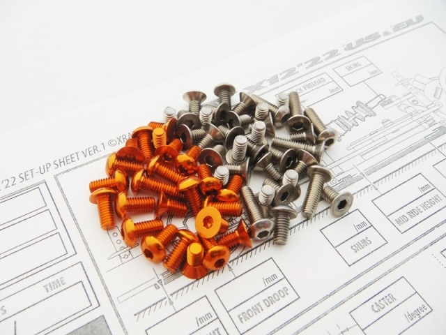 X Ray X12` (for 2022) Titanium & Orange Aluminum Hex Socket Screw Set X RAY X1 2022EU/US Titanium &