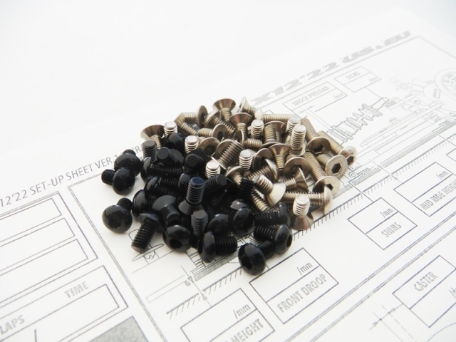 X Ray X12` (for 2022) Titanium & Black Aluminum Hex Socket Screw Set X RAY X1 2022EU/US Titanium &