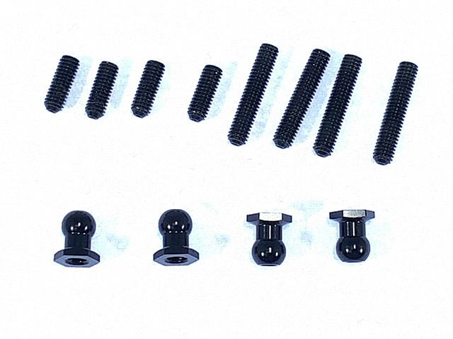 Hex Socket Ball Stud & Stainless Steel Set Screw Set (Tamiya General-Purpose) Black