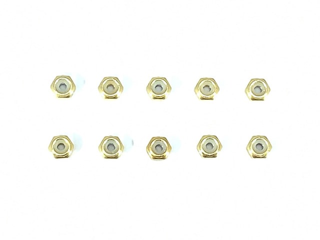 Aluminum Thin Nylon-Insert Nut M2 (Gold) 10pcs M2