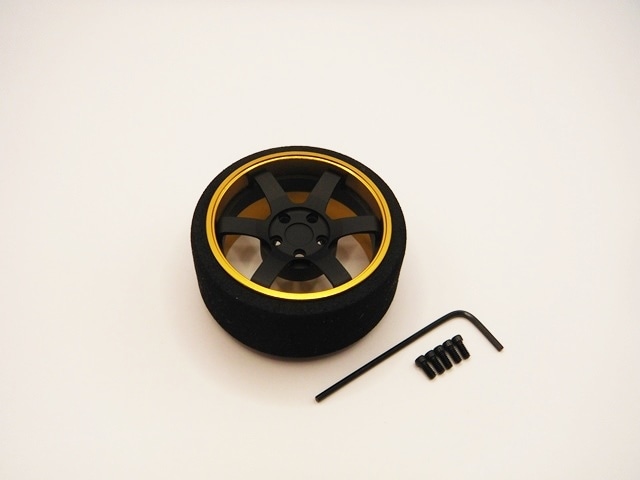 アルミステアリングホイール Racing 6  (Fブラック/ゴールドリム)　Aluminum Steering Wheel Racing 6 (F-Black/Gold)