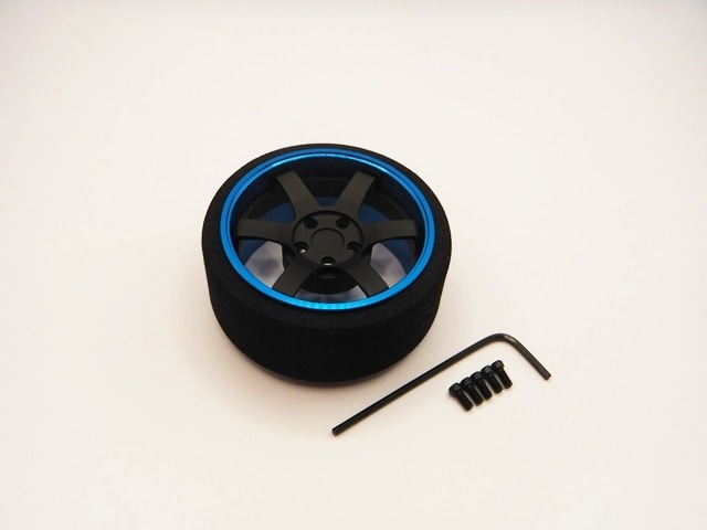 アルミステアリングホイール Racing 6  (Fブラック/ライトブルーリム)　Aluminum Steering Wheel Racing 6 (F-Black/Light Blue)