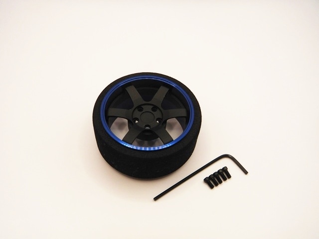 アルミステアリングホイール Racing 6  (Fブラック/ブルーリム)　Aluminum Steering Wheel Racing 6 (F-Black/Blue)
