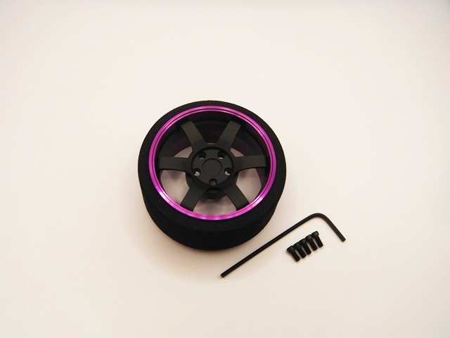 アルミステアリングホイール Racing 6  (Fブラック/パープルリム)　Aluminum Steering Wheel Racing 6 (F-Black/Purple)