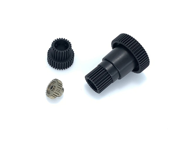 High-Speed Gear & Ultra-Hard Aluminum Pinion 23T Set Wild Willy (for 2) High Speed Gear & Super Hard Aluminum Pinion 23T Set TAMIYA WR-02